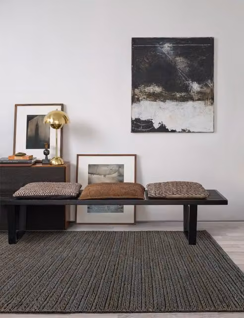 Asiatic Oakley Braided Jute Rectangular Rug in Charcoal Grey and Anthracite