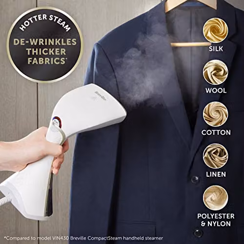 Breville EliteTEMP Handheld Vertical Garment Steamer, 1500W, White and Gold – 2