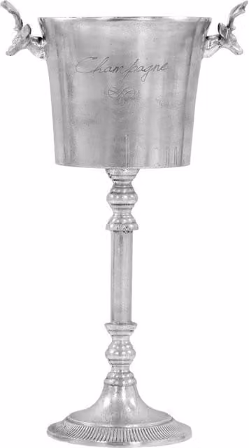 Berkfield Home Solid Aluminium Champagne Cooler, Silver, W: 39 cm, D: 29 cm, H: 71 cm – 1