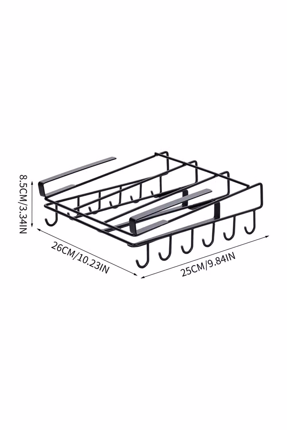 Living and Home Under Cabinet Hanging Cutting Board Storage Rack with Roll Holder and Hooks, Jet Black – 2