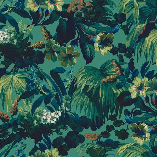House of Hackney Limerence Wallpaper Sample in Green Floral Abstract Design