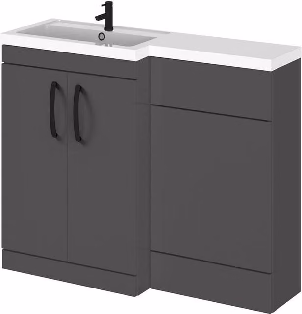Balterley Gloss Grey Left-Hand Vanity and WC Unit Combination, W: 110 cm, H: 84 cm – 1