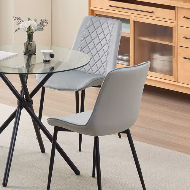 Madefor.living Amelia Velvet Comfort Dining Chairs Set of 2 in Grey and Black