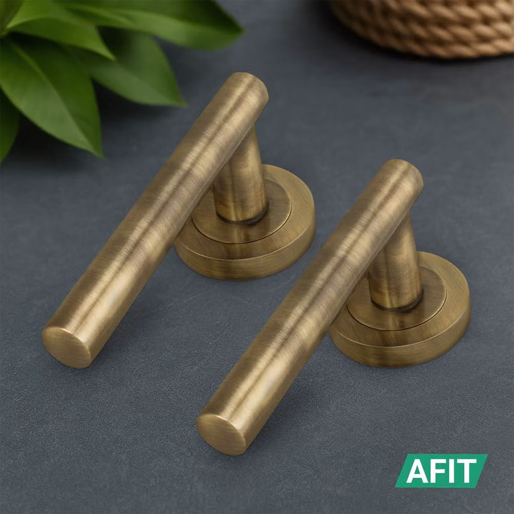 AFIT Antique Brass T-Bar Handle Sashlock Escutcheon and Hinges Set in Bronze, W/D/H: 15 x 15 x 1.5 cm – 5