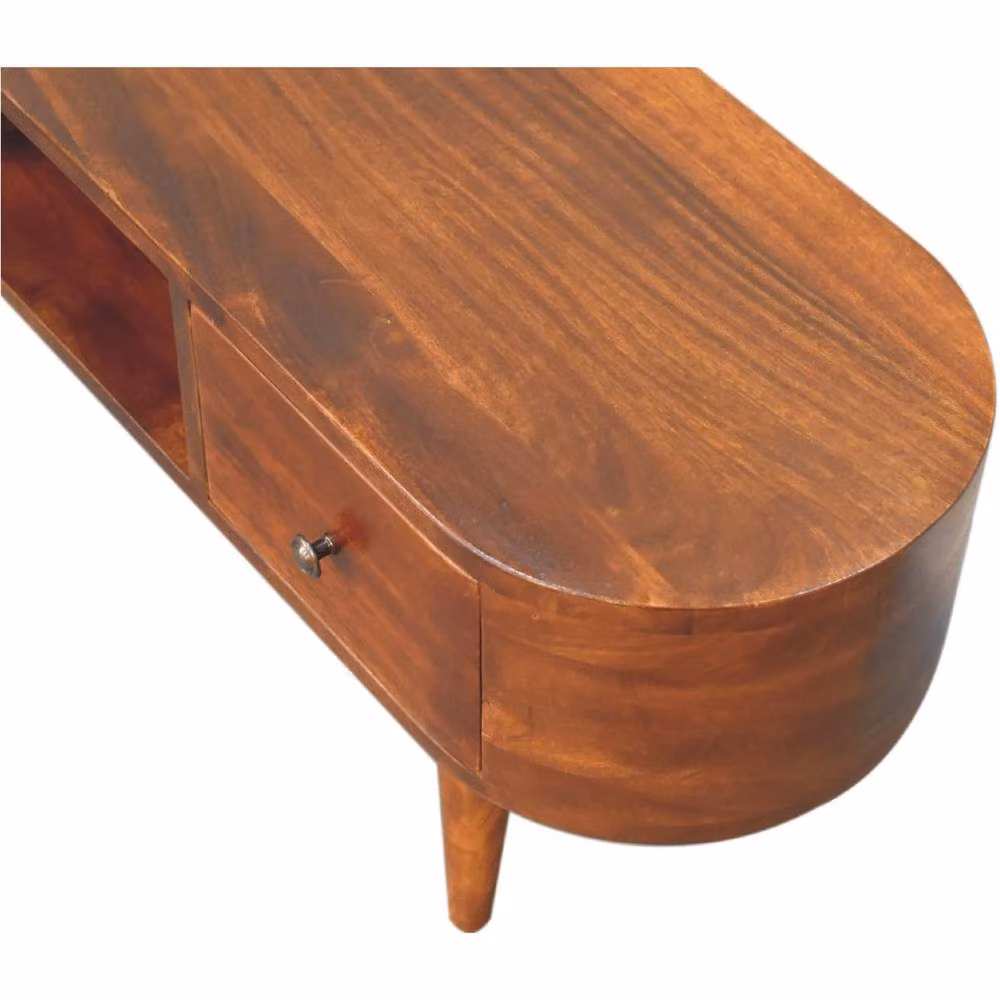 Wyld Haus Rawai Round Mango Wood TV Media Unit in Brown, W/D/H: 100 x 37 x 37 cm – 3