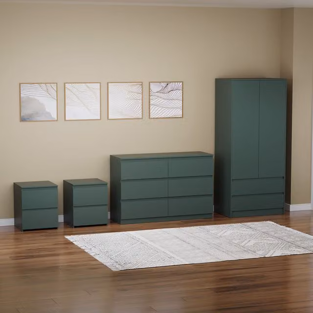 Vida Designs Denver 4 Piece Modern Bedroom Set in Green