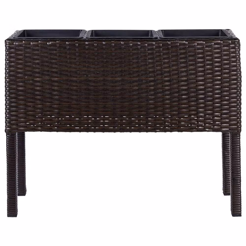 Wyld and Coco Brown PE Rattan Raised Planter Box with 3 Inserts – 2