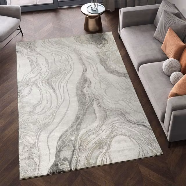 Desire Rugs Novu Modern Abstract Living Room Area Rug in Grey and Beige, W: 160 cm, D: 230 cm