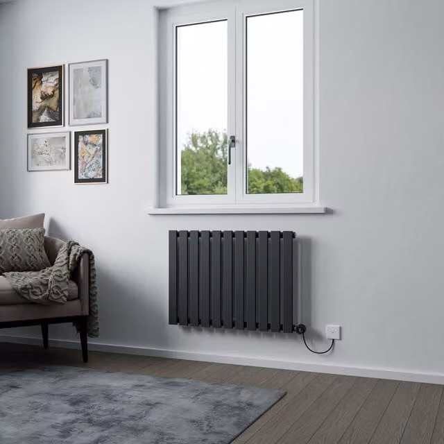 Agadon Lola Electric Designer Panel Radiator in Dark Grey, W: 1600 mm, H: 448 mm – 1