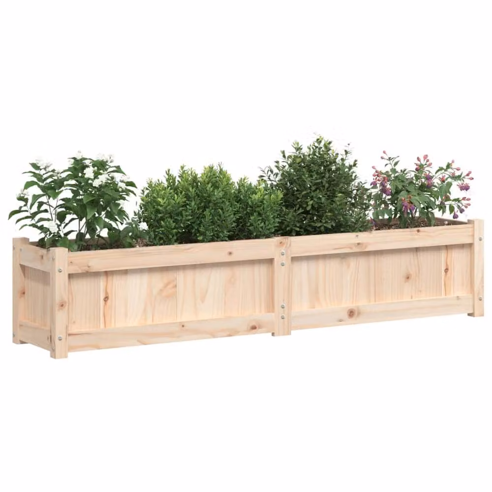 Berkfield Home Brown Solid Wood Pine Garden Planter Tub, W: 150 cm, D: 31 cm, H: 31 cm – 2
