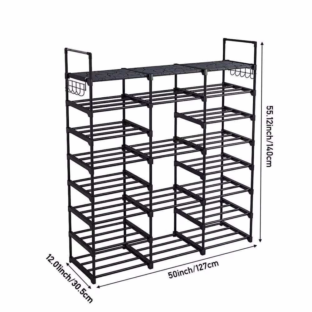 FORGEVIO 8-Tier Narrow Tall Shoe Rack in Black, W: 127 cm, D: 30.5 cm, H: 140 cm – 2