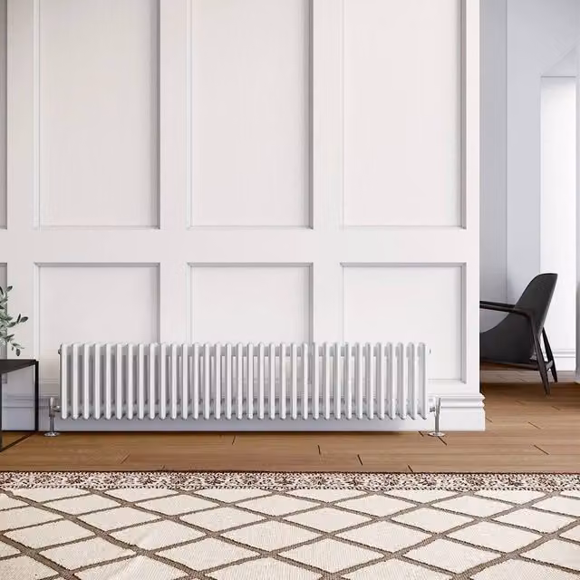 PAWNORA Traditional 3 Column Steel Radiator in White, H: 157.5 cm, W: 30.0 cm, D: 11.0 cm