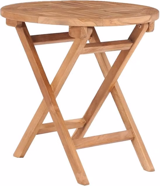 Berkfield Home Round Folding Garden Table in Brown Solid Teak Wood, Diameter: 45 cm
