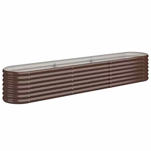 vidaXL Brown Galvanised Steel Raised Bed for Vegetable, Herb or Ornamental Gardens W/D/H: 224 x 40 x 36 cm – 1