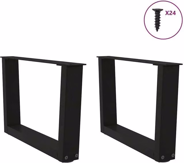 Berkfield Home Modern V-Shape Dining Table Legs, 2 Pieces, Black Steel, H: 50 cm, W: 30-31.3 cm