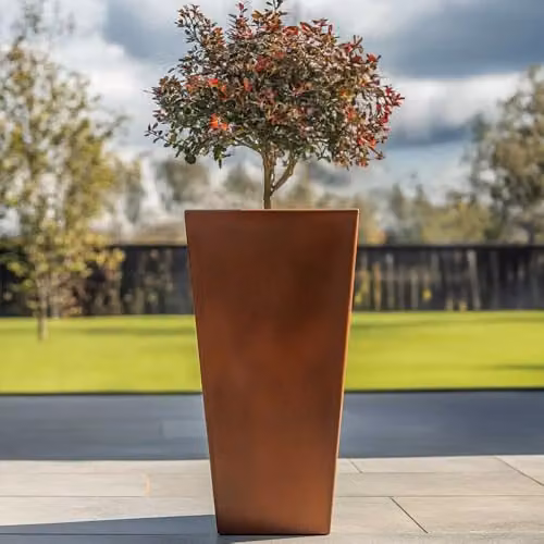Access Garden Products Galvanised Steel Tall Tapered Square Planter, Copper Finish, W/D/H: 40 x 40 x 90 cm – 1