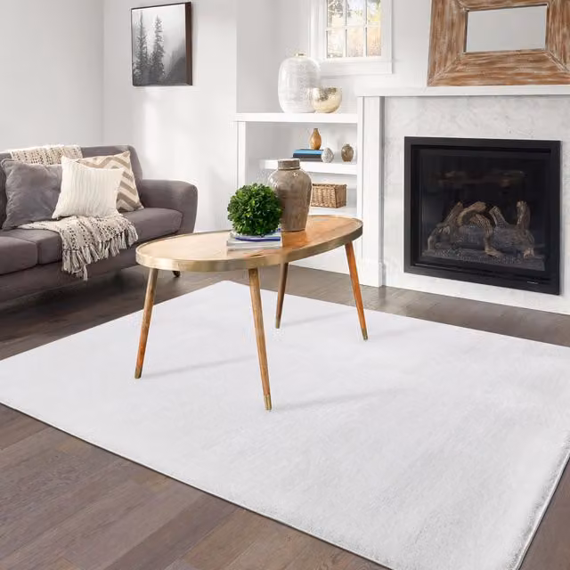 Smart Living Wholesale Ltd. White Shimmer Shaggy Area Rug, Rectangular, Polypropylene