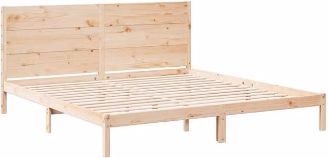 Berkfield Home Decorative Extra Long Solid Wood Bed Frame in Beige, W/D/H: 200 x 220 x 205.5 cm