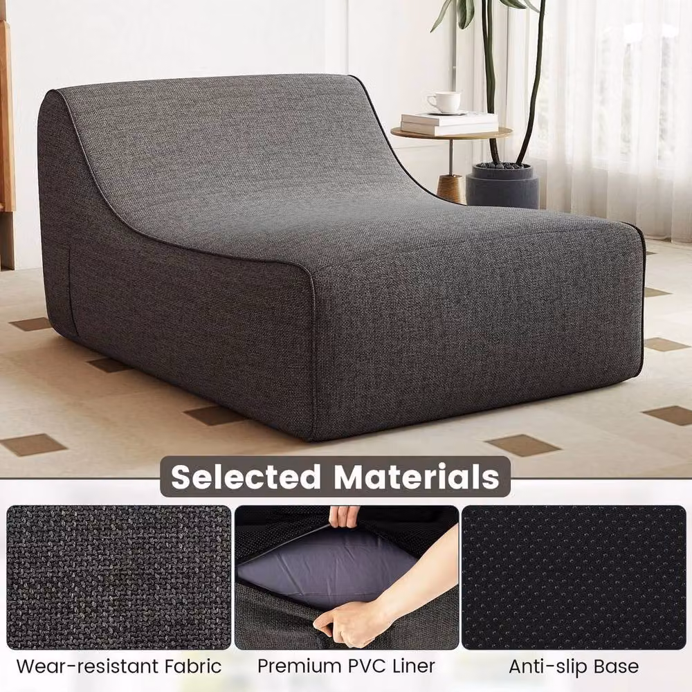 KORVIXA Ergonomic Blow Up Lazy Sofa with Detachable Cover, Grey, W/D/H: 100 x 100 x 66 cm – 3