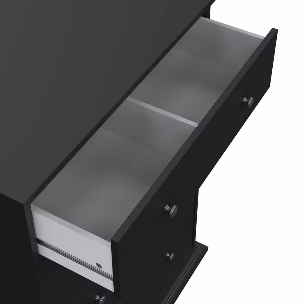 CALICOSY 4-Drawer Chest in Black, H 115.6 cm x W 51.6 cm x D 46.4 cm – 3