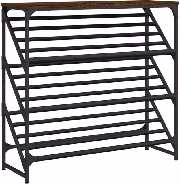 Berkfield Home Brown Oak Shoe Rack, W: 90 cm, D: 30 cm, H: 85 cm – 1