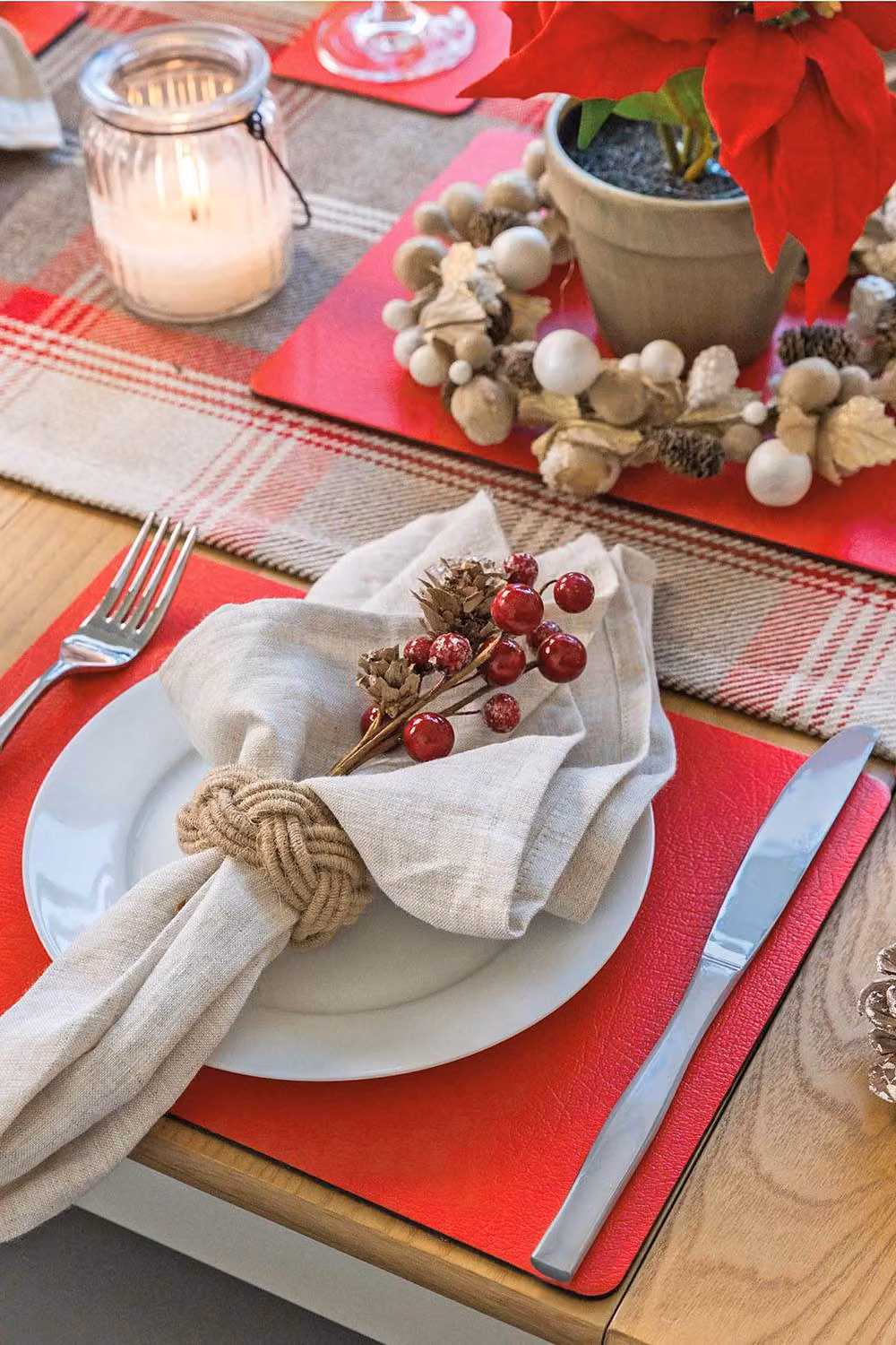 Lara May Set of 8 Red Reprocessed Leather Placemats and 8 Leather Coasters – 3