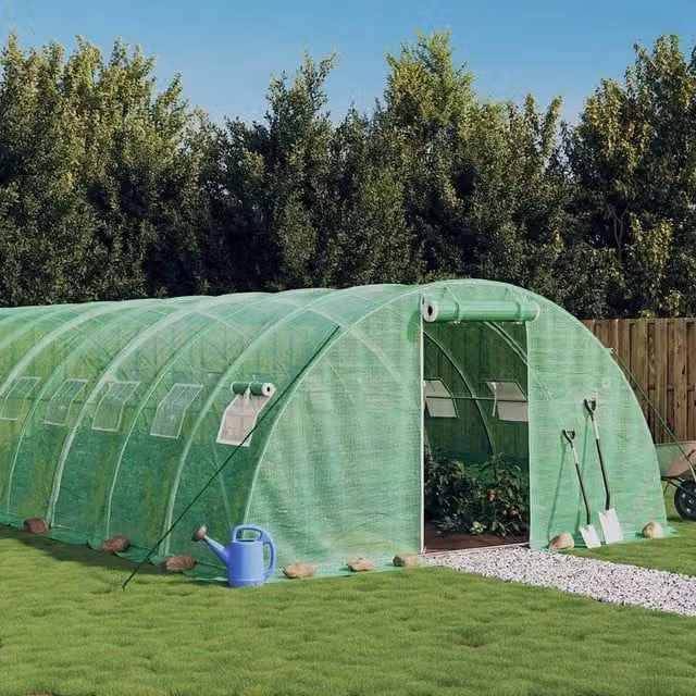 Berkfield Home Freestanding Steel Frame Greenhouse in Green, W/D/H: 6 x 4 x 2 m