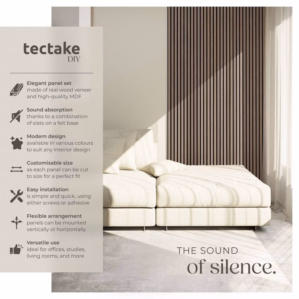 tectake Acoustic Wood Wall Panels in Brown – 2