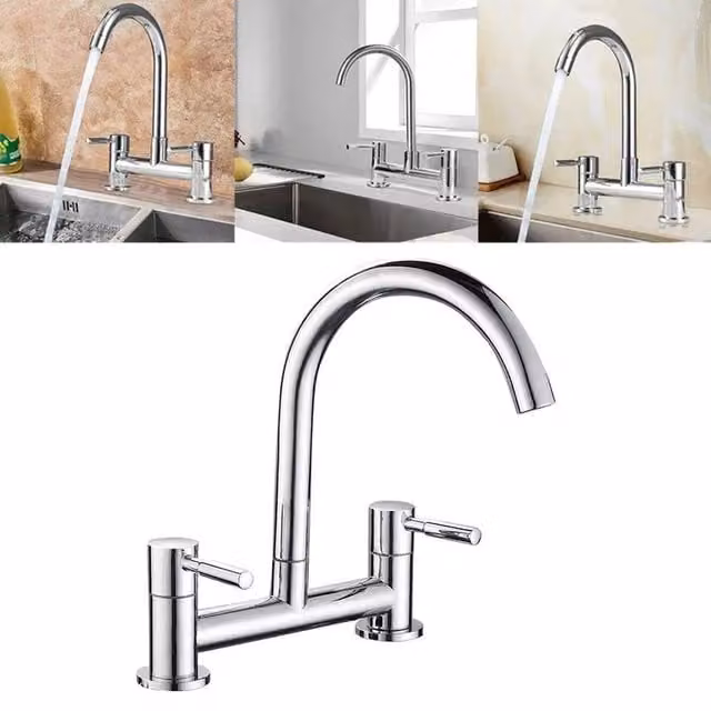 KORVIXA Modern Single Lever Kitchen Mixer Tap in Silver Chrome – 1