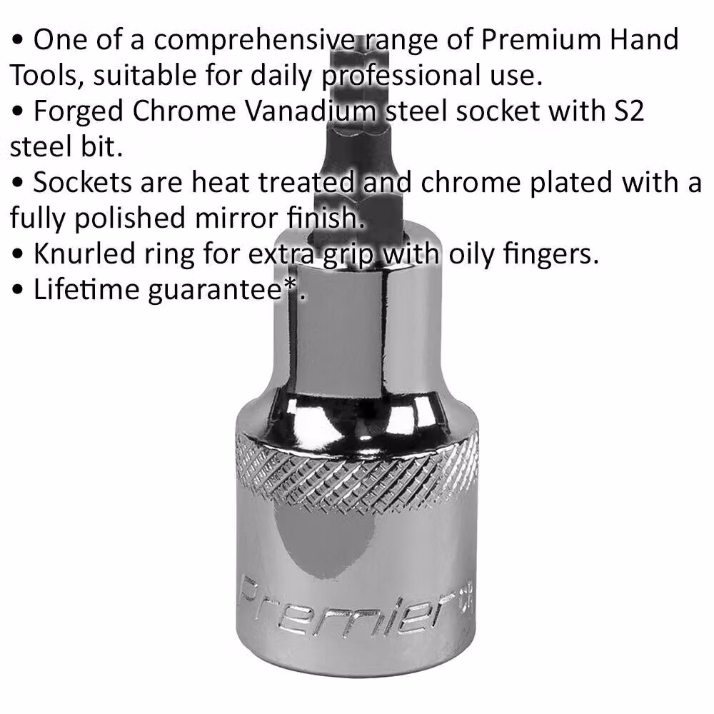 Loops 5mm Forged Hex Socket Bit 1/2 inch Square Drive Chrome Vanadium Silver – 2