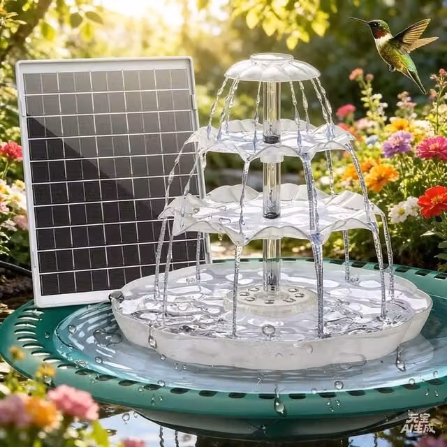 KORVIXA 3 Tiered Solar LED Round Bird Bath Fountain in White – 1