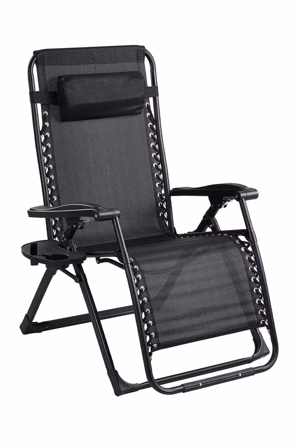 Living and Home Zero Gravity Outdoor Recliner with Seat Cushion, Headrest and Cup Holders in Grey – 2
