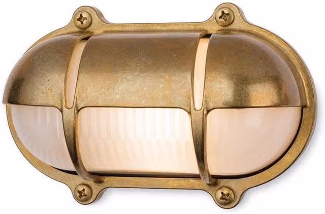 Netlighting Nautic Oval Brass Bulkhead Outdoor Wall Light, Gold, IP64, E27