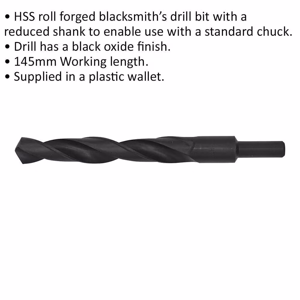 Loops Black HSS Roll Forged Blacksmith Twist Drill Bit with Reduced Shank, 21 mm Diameter and 145 mm Flute – 2