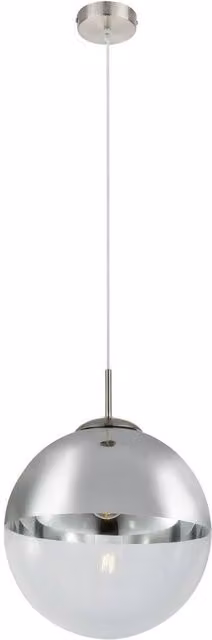 Netlighting Varus Globe Pendant Light with Transparent Glass Shade and Nickel Matt Finish, Grey, Diameter: 30 cm