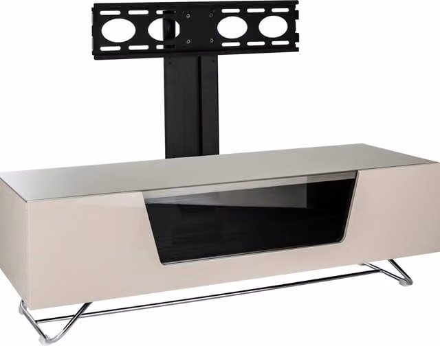 Alphason Chromium 2 Bkt 1200 TV Stand in Ivory with Glass and Metal Construction