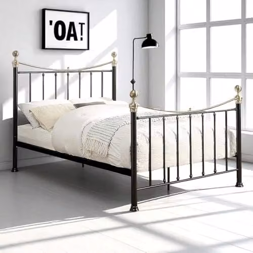 OAT Home Hampstead Victorian Metal Bed Frame in Black, W/D/H: 135 x 190 x 206 cm – 1