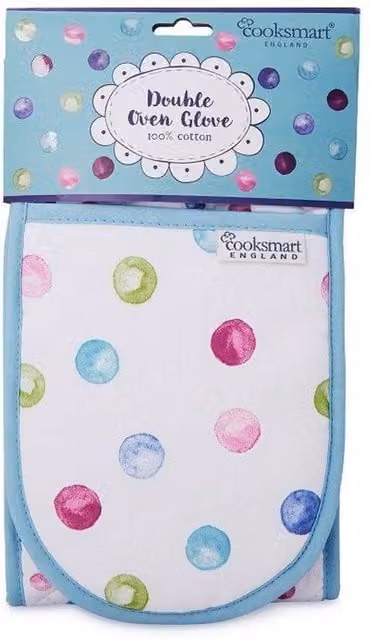 Cooksmart Spotty Dotty Double Oven Glove in Multicolour Cotton