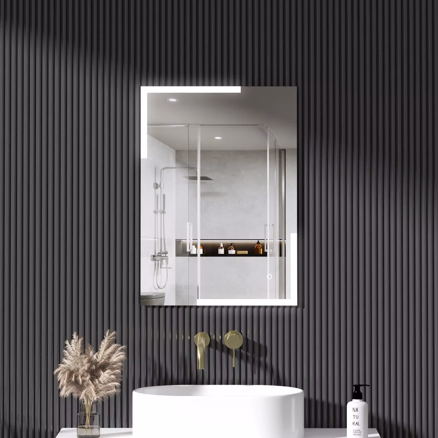 Royal Bathrooms Orion LED Illuminated Frameless Rectangular Bathroom Mirror in White, W 50 cm x H 70 cm, with Demister Pad and Touch Sensor
