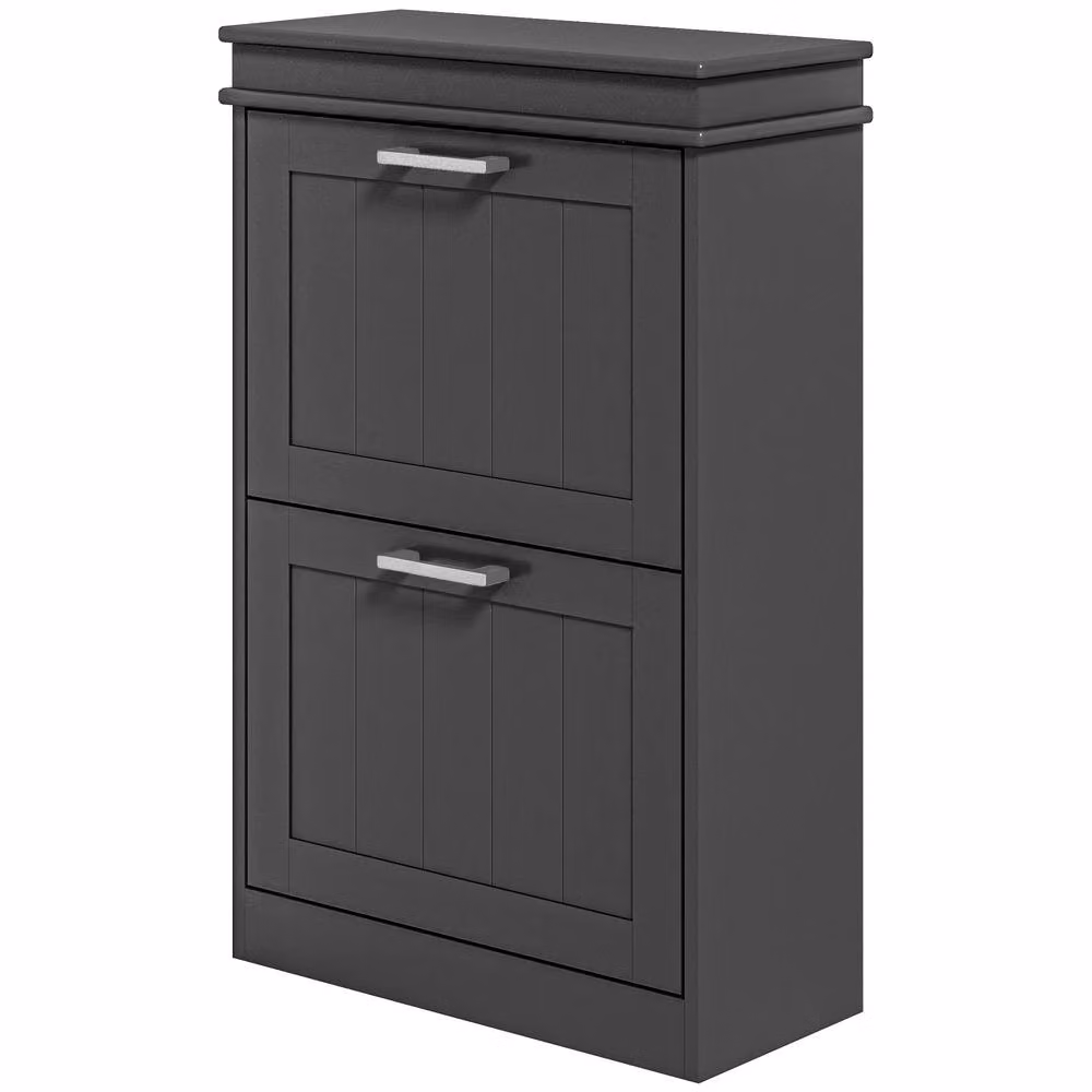 STILVORA Black Matt Shoe Cabinet with 2 Tilting Doors and Silver Details, H: 82.5 cm, W: 54.0 cm – 5