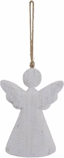 Hill Interiors White Washed Rustic Wooden Angel Christmas Hanging Decoration, Large