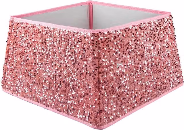 VFM e-Store Folding Sequin Christmas Tree Skirt in Rose Pink, Diameter: 30.2 cm