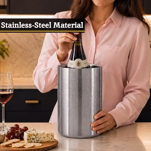 Orsina Mixology Double Walled Stainless Steel Champagne and Wine Cooler in Silver – 4