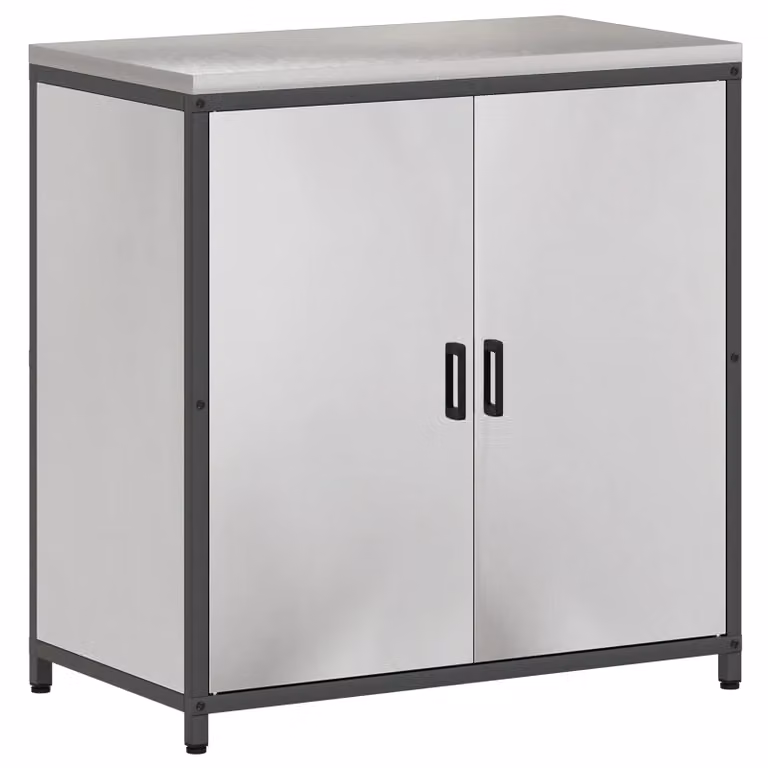 Berkfield Home Modern Silver Stainless Steel Kitchen Storage Cabinet with Internal Shelves and Hinged Doors
