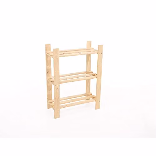 Core Products 3 Shelf Narrow Slatted Storage Unit in Brown Rustic Wood