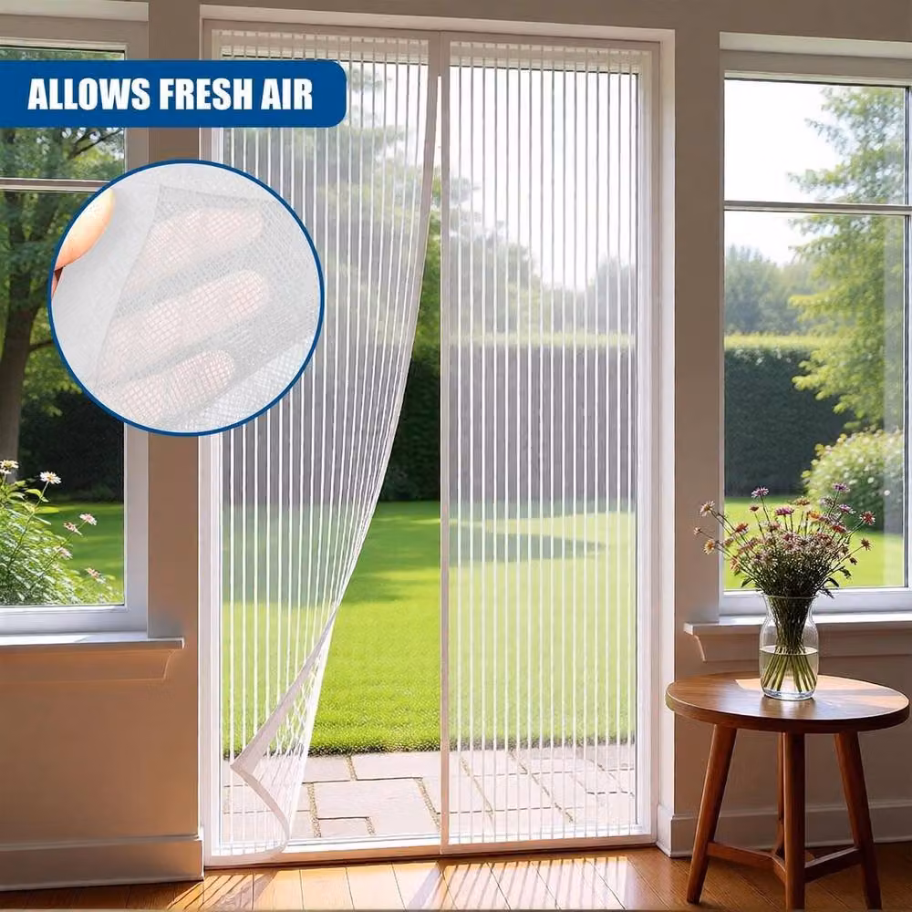 NESTLUNE Magnetic Insect Door Screen Net Magic Mesh Curtain, White, Width: 100 cm – 3