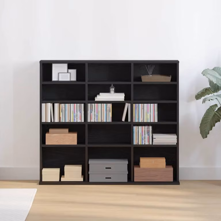 Berkfield Home Black Oak CD Cabinet, W: 100 cm, D: 23 cm, H: 89.5 cm