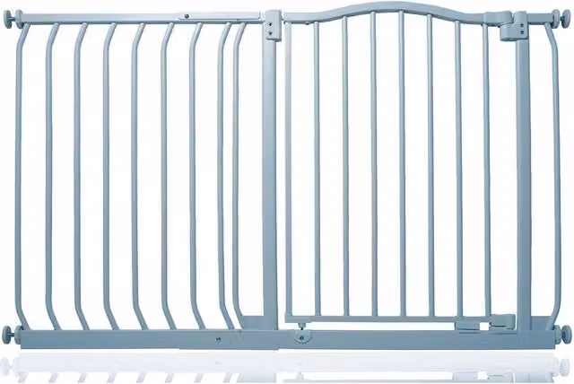 Safetots Curved Top Safety Gate in Matt Grey, Extendable and No-Drill Swing Door for Doors and Stairs
