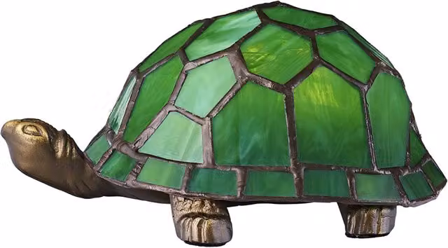 Happy Homewares Hand Crafted Tiffany Style Tabletop Lamp in Green and Bronze – 1