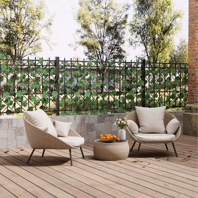 Livingandhome Grape Leaf Artificial Hedge Panel, Green and Brown, Height: 190.3 cm
